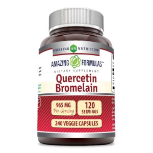 Frente del suplemento Amazing Nutrition Quercetina 800 mg con Bromelina