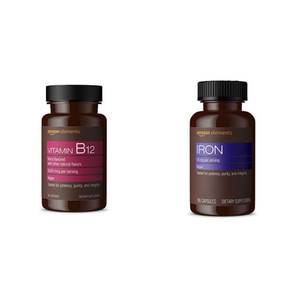 Version 1.0.0 Frente de Amazon Elements B12 lozenges y hierro cápsulas