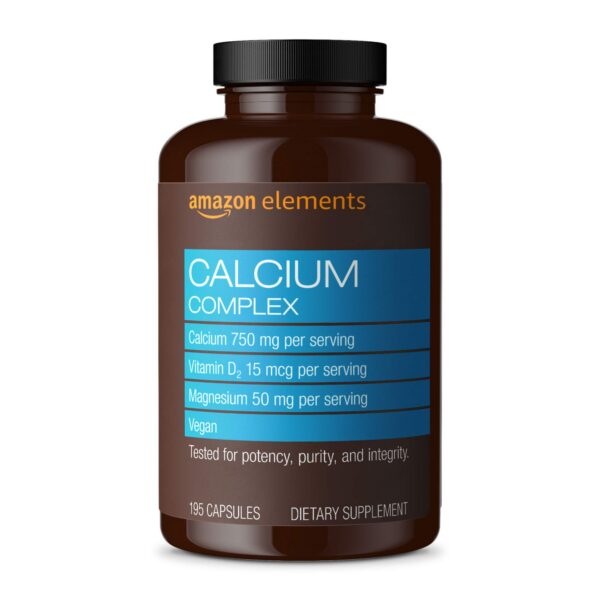 Frasco de Amazon Elements Calcium Complex con cápsulas