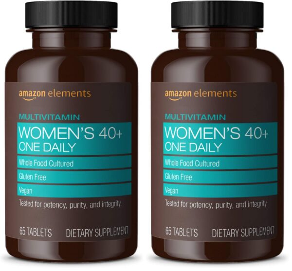 Frasco de Amazon Elements Mujer 40+ multivitaminas