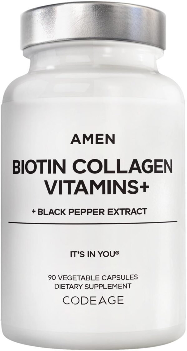 Amen Biotin Colágeno Vitamins+ cápsula y envase