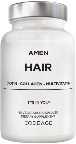 Frasco Amen Hair Vitamins frente de la etiqueta
