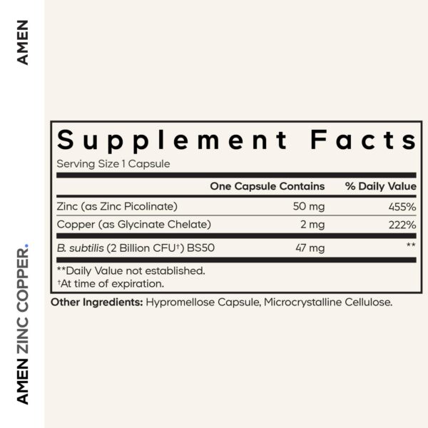 Cápsulas Amen Zinc Copper