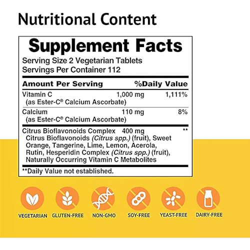 Version 1.0.0 American Health Ester-C tableta y botella lateral