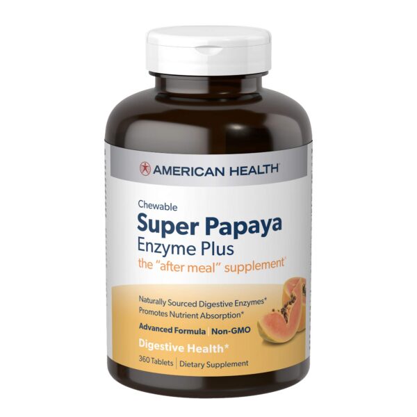 American Health Papaya Enzyme 360 etiqueta lateral