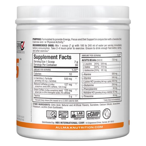 Etiqueta AMINOCUTS con sabor naranja