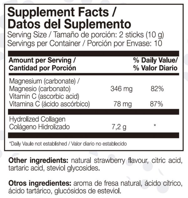 AML Sport colágeno sticks etiqueta detalle