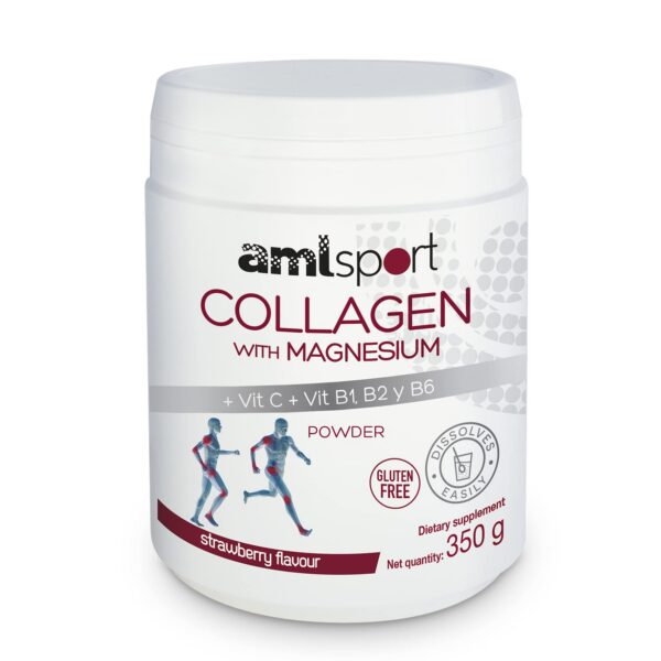 Envase AML Sport colágeno en polvo sabor fresa 350 g