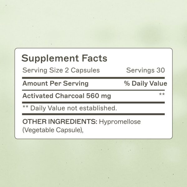 Amy Myers suplementación carbón activado vista lateral frasco