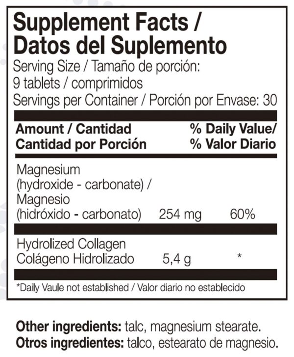 Etiqueta del producto Colágeno con Magnesio