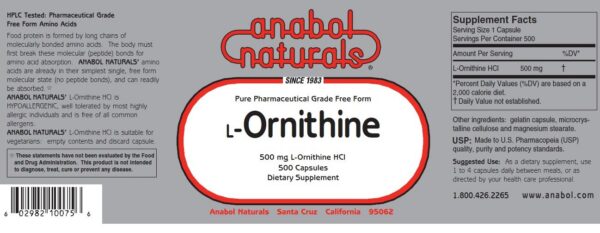 Version 1.0.0 Etiqueta del envase L-Ornitina Anabol Naturals
