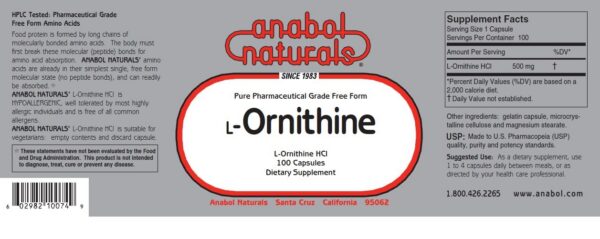 Version 1.0.0 Etiqueta de Anabol Naturals L-ornitina 100 cápsulas