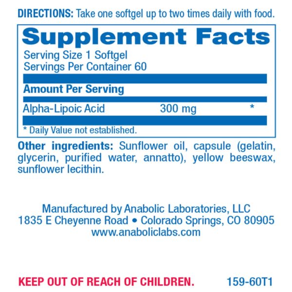 Version 1.0.0 Etiqueta del suplemento ALA 300 mg