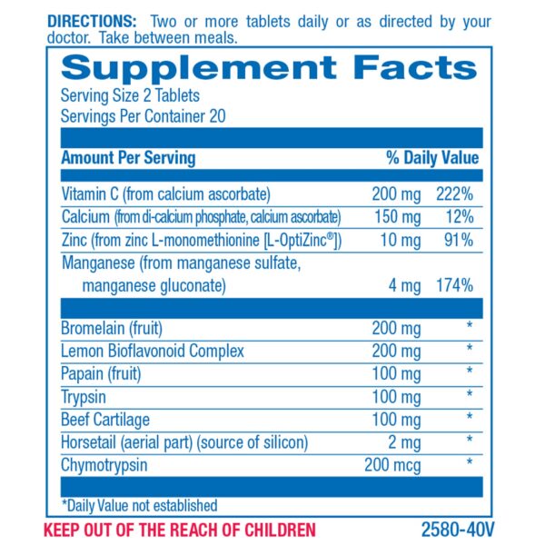 Etiqueta frontal de Bromelina Zymain