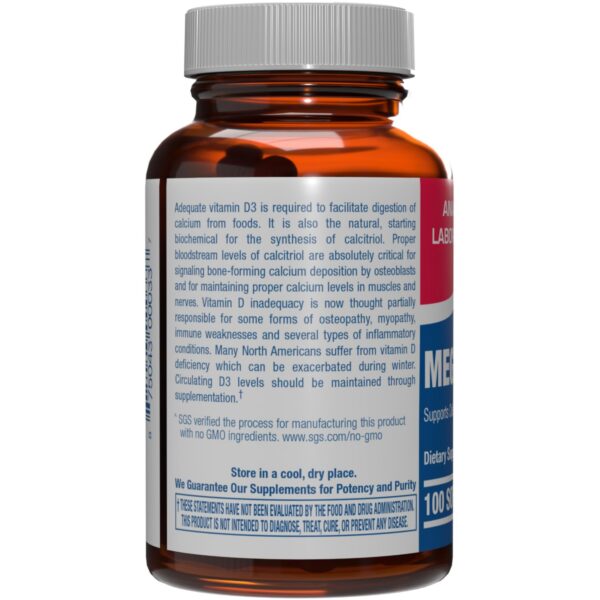 Cápsulas de Vitamin D3 en frasco