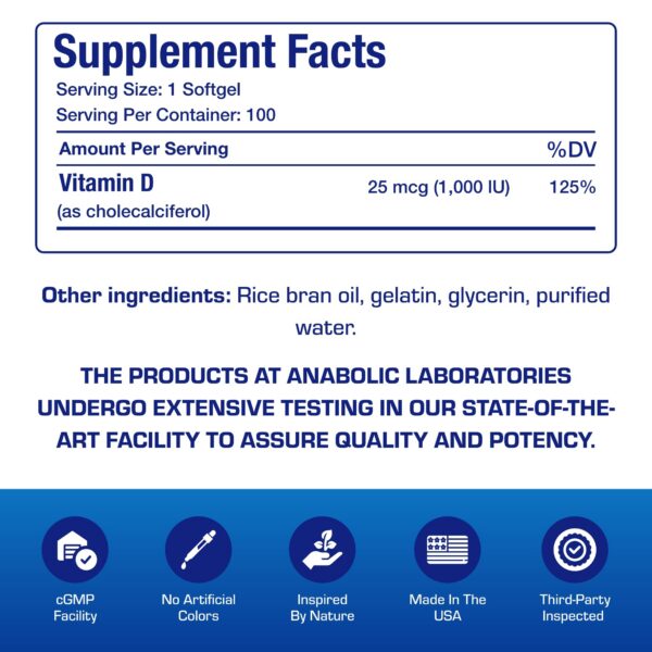 Etiqueta 25 mcg en Vitamin D3