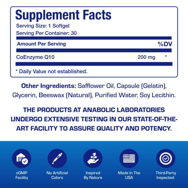 Etiqueta frontal CoQ10 200 mg