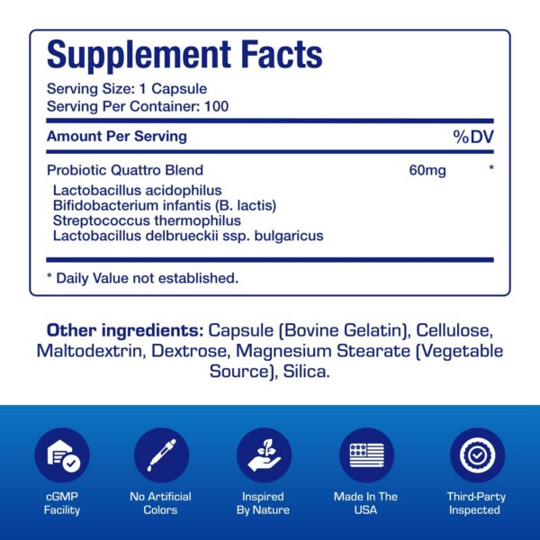 Etiqueta con cepas Lactobacillus y Bifidobacterium