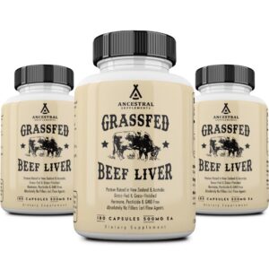Frente de la botella Ancestral Supplements Grass Fed Beef Liver