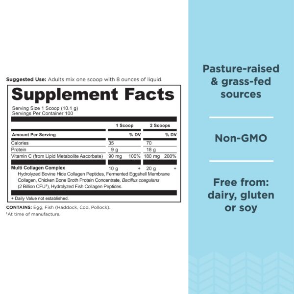Etiqueta de polvo de colágeno multiplo