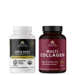 Ancient Nutrition probióticos y cápsulas de colágeno