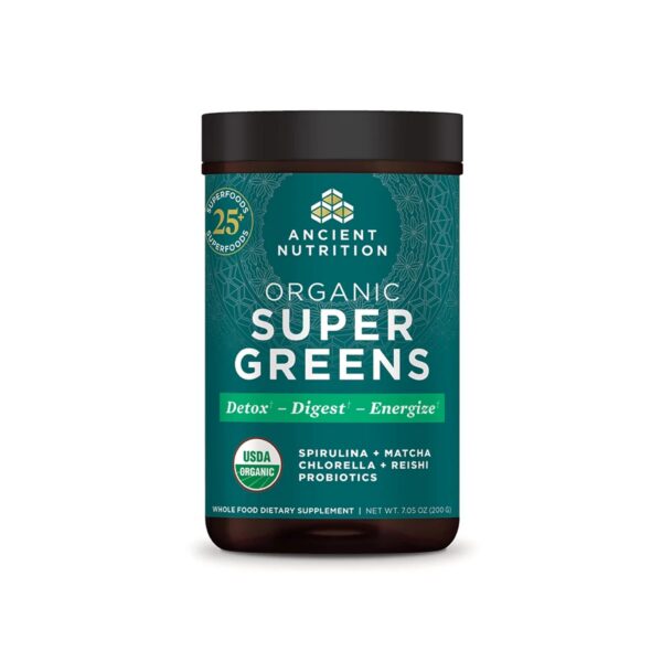 Polvo Super Greens Ancient Nutrition bote 25 porciones sabor verde