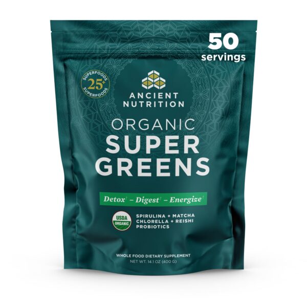 Version 1.0.0 Ancient Nutrition Super Greens polvo orgánico envase