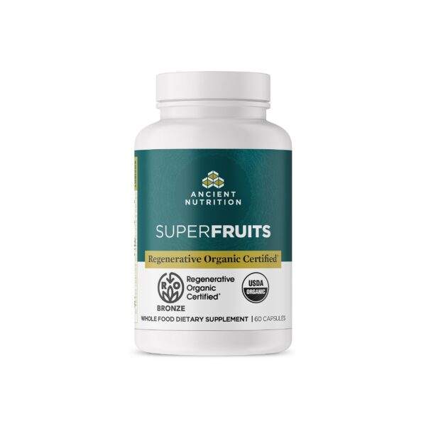 Frasco Ancient Nutrition SuperFruits ROC cápsulas