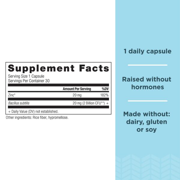 Etiqueta frontal del zinc con vitamina C