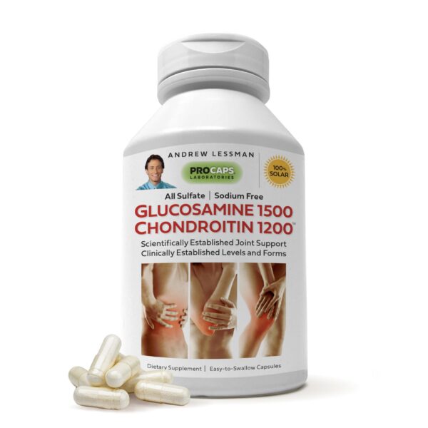 Frente del envase Andrew Lessman glucosamina 1500 mg y condroitina 1200 mg