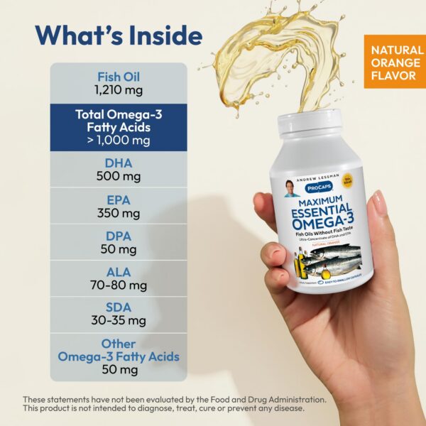 Frasco Omega-3 Orange vista lateral