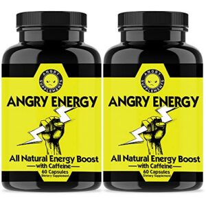 Frasco cápsulas cafeína Angry Energy Angry Supplements 2 botellas