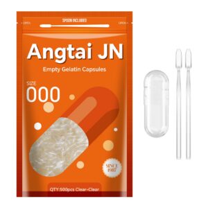 Cápsulas gelatinosas vacías Angtai JN frente a fondo blanco