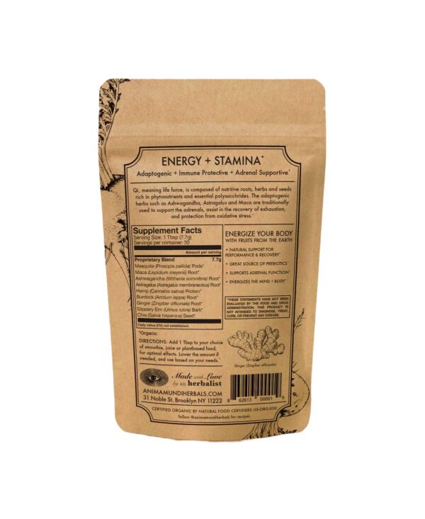 Etiqueta de Qi Energy Proteina Superalimento