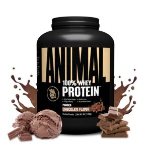 Frasco Animal 100% Whey Protein polvo sabor chocolate