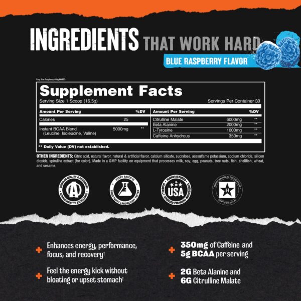 Etiqueta lateral de Animal Fury en frasco