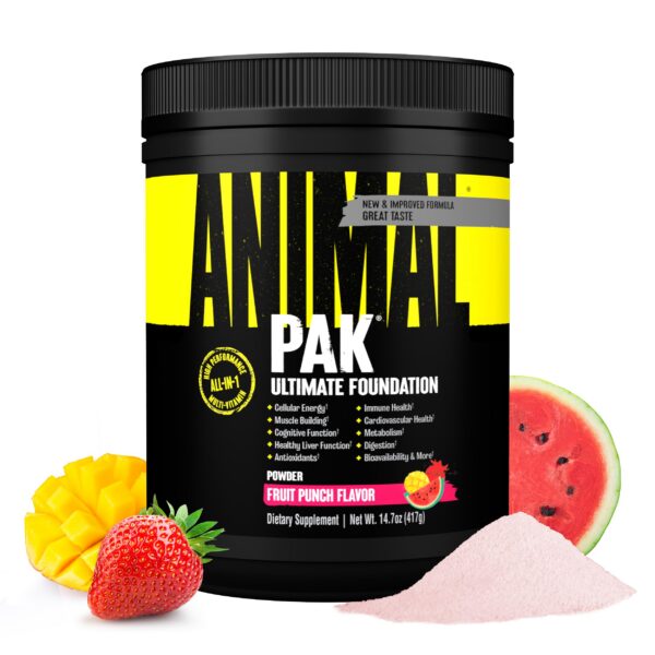 Paquete Animal Pak polvo multivitamínico sabor ponche 60 cucharadas