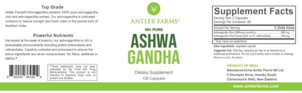 Version 1.0.0 Antler Farms suplemento Ashwagandha mejora energía y rendimiento imagen