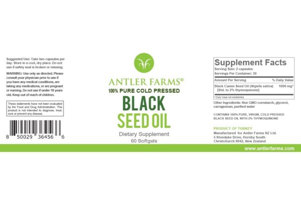 Frasco de Aceite Semilla Negra Turco Antler Farms