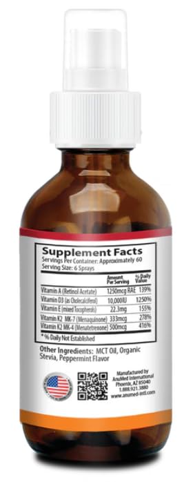 Version 1.0.0 Etiqueta de D3 K2 spray AnuMed