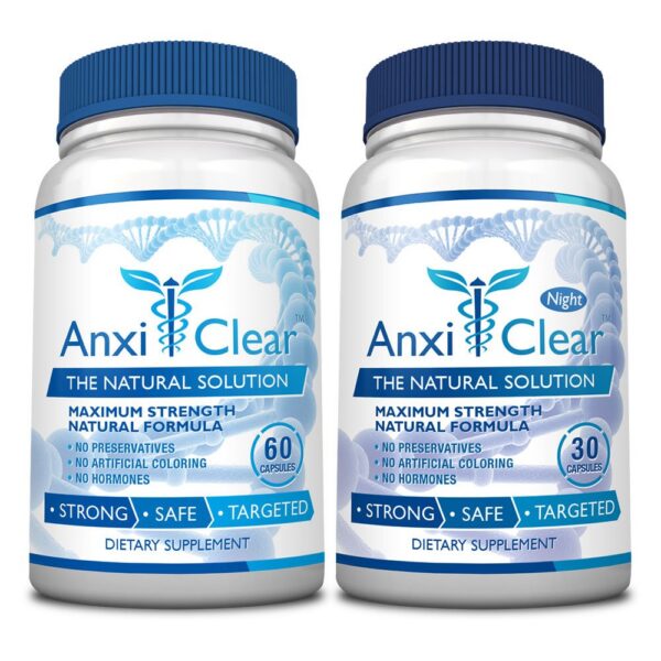 Frente de la botella AnxiClear Día y Noche