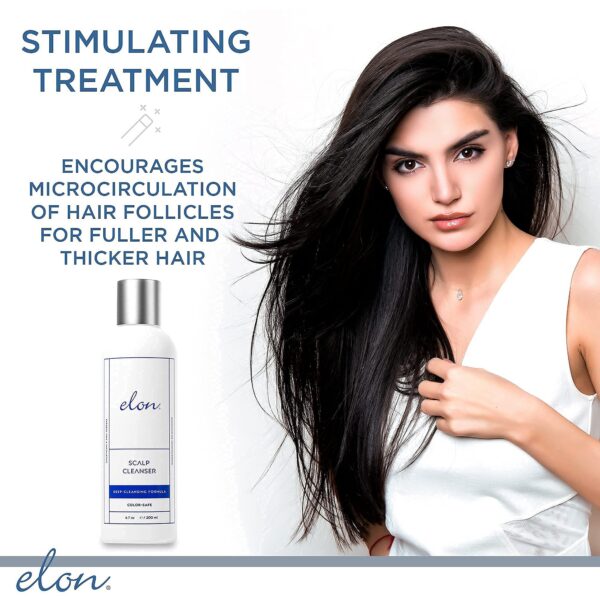 Aplicación del limpiador capilar Elon para cuero cabelludo sano