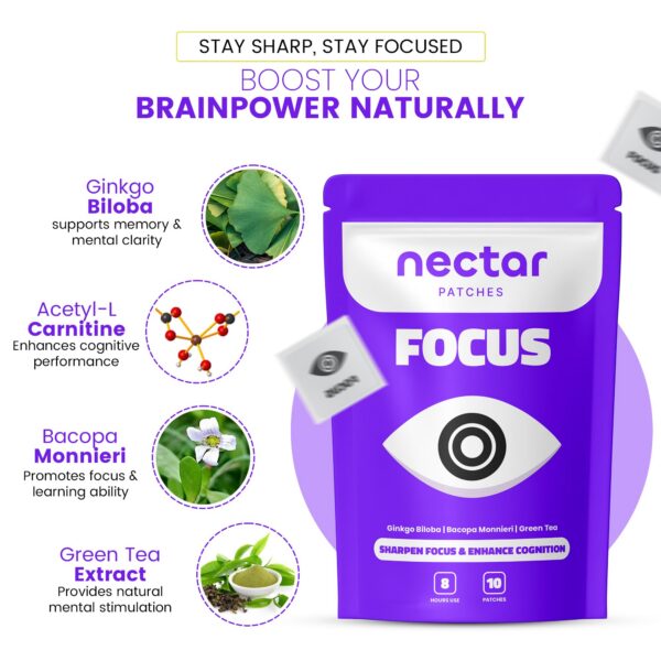 Apoyo cognitivo natural con parches Nectar con Ginkgo Biloba