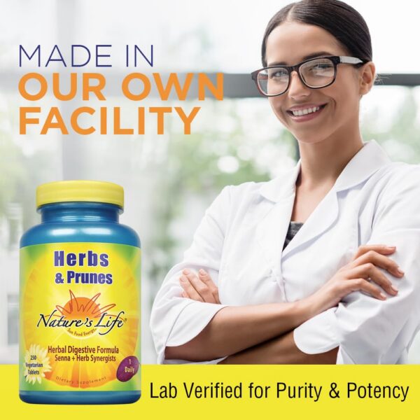 Apoyo digestivo con hierbas naturales y ciruelas Nature's Life suplementación