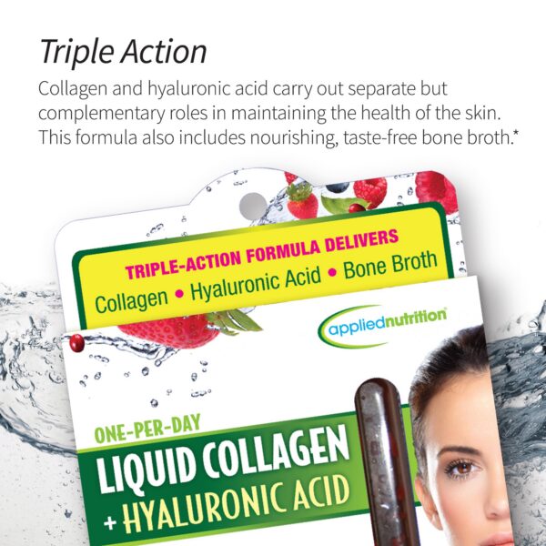 Frasco con etiqueta de Liquid Collagen + Hyaluronic Acid
