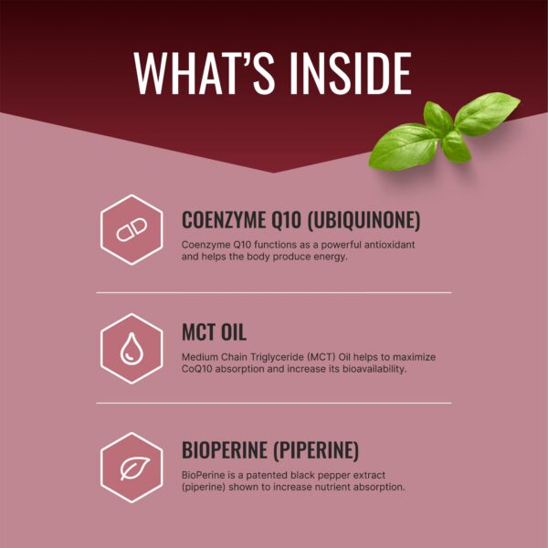 Frasco de CoQ10 MD Bioperine etiqueta lateral