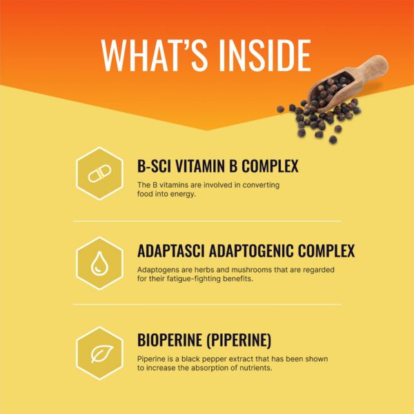 Envase frontal aproved science energysyl sin cafeína