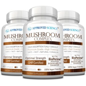 Frente del complejo de hongos Approved Science 120 cápsulas veganas