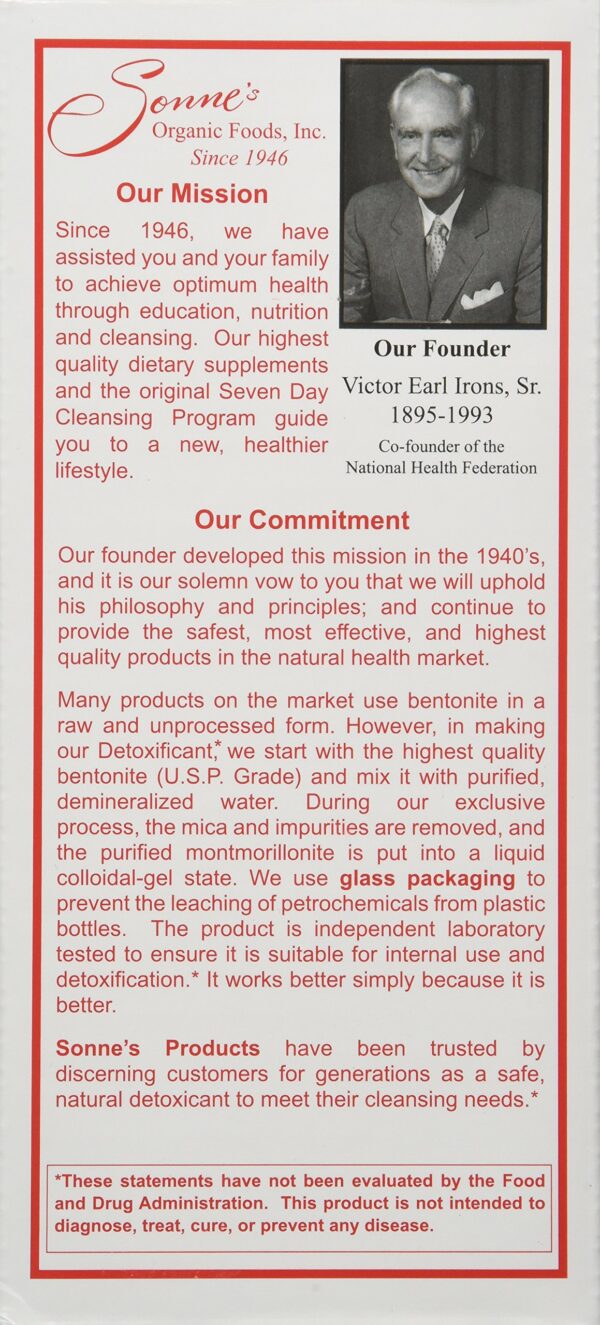 Envase arcilla bentonita Sonne's Detoxificación No 7