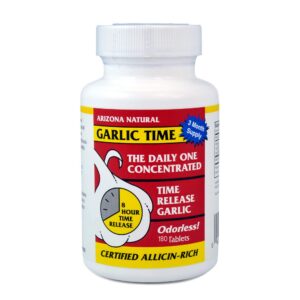Arizona Natural Garlic Time 180 tabletas frasco frontal